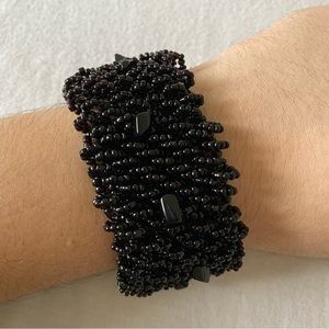 Handmade Stretchy Black Chunky Bead Bracelet
